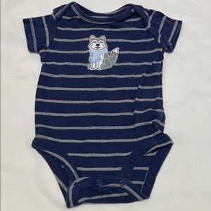 “Bundle 10/$13” Carter's 3M Navy and Gray Striped Bodysuit with Husky baby boy